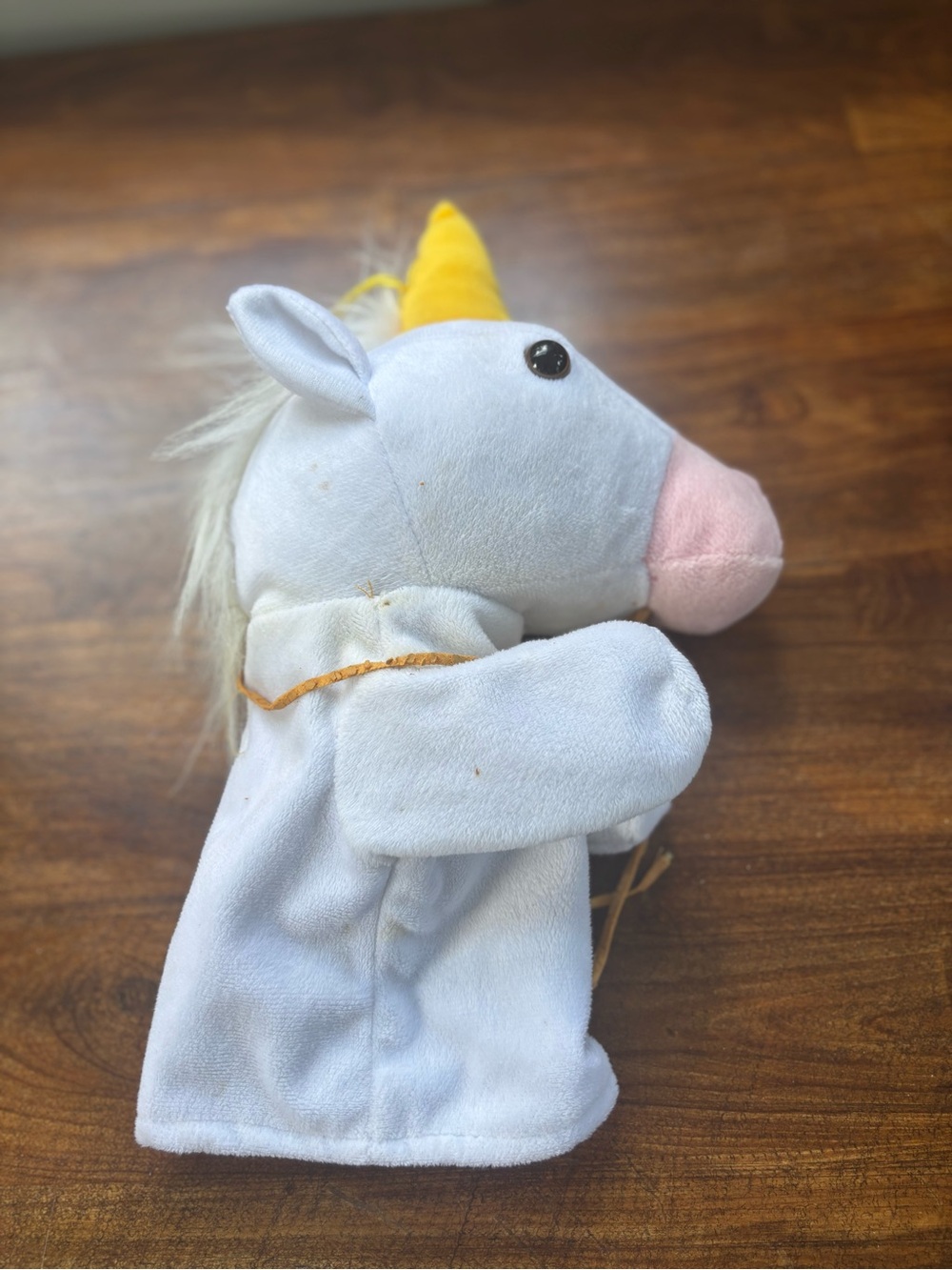 Vintage Fiesta Plush Unicorn Hand Puppet White Pink